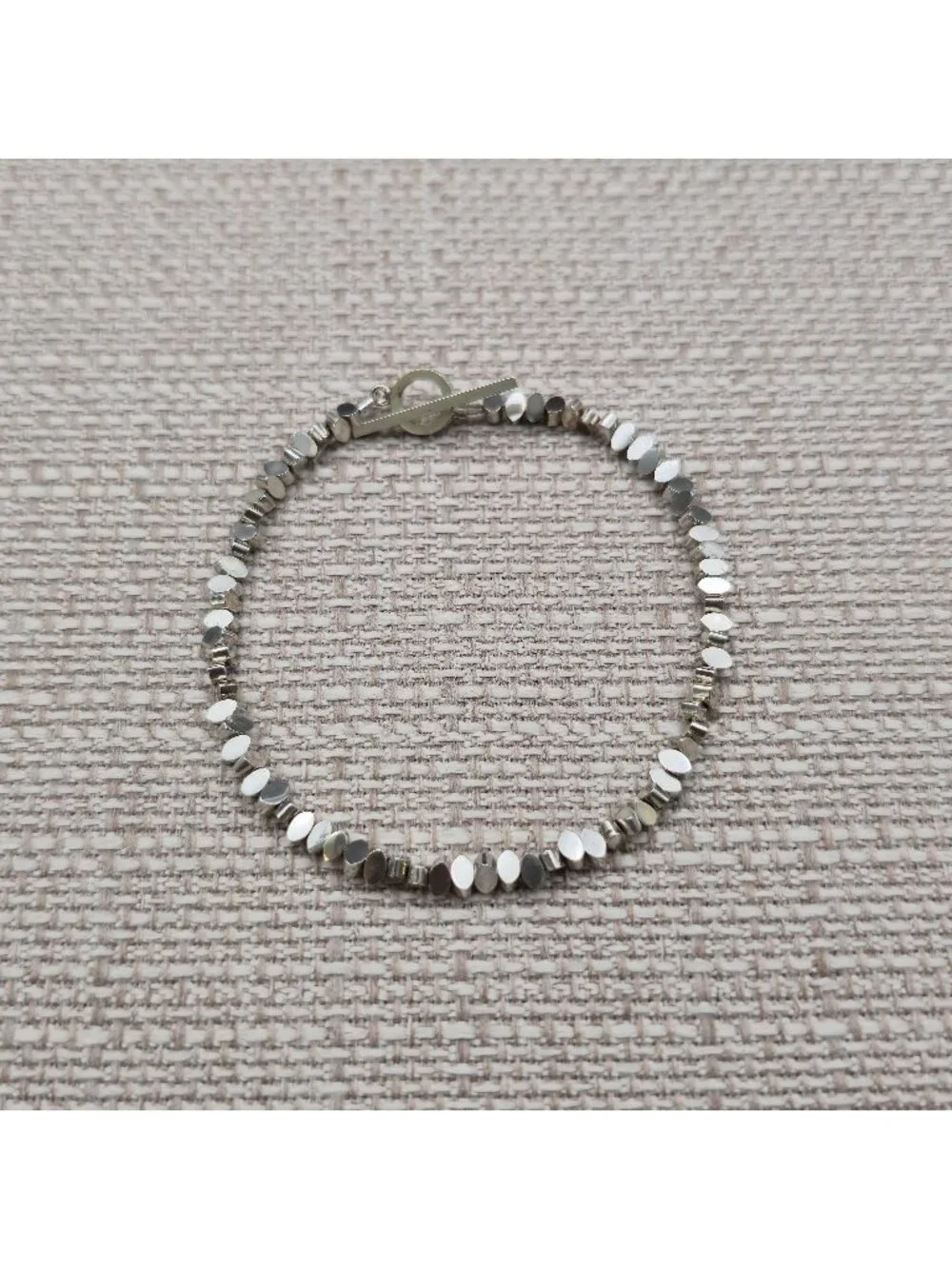 7 Inch Sterling Silver Multi Disc Bead Toggle Unique Bracelet A8158